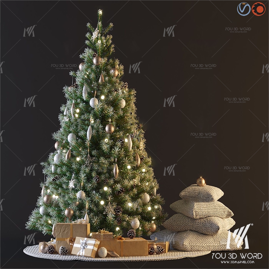 Modern Christmas tree gift box Mei Chen 3d model